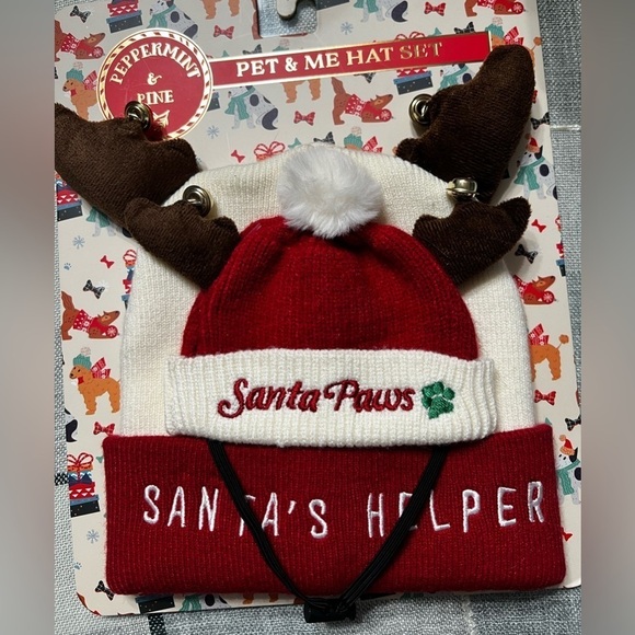 Hats 2 Piece Set- Doggie Santa Paws and Santa Helper Hats - Picture 1 of 1